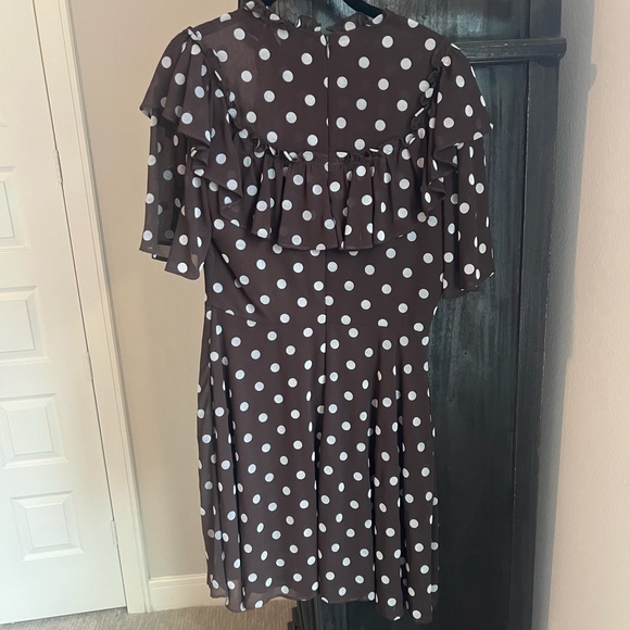 Pearl Brown Dress with White Polka Dots - Picture 2 of 3
